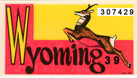 1939 WY Registration Sticker